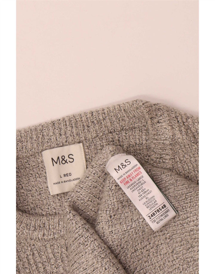 Pulover pentru bărbați Marks & Spencer cu gât roșu, mare, bej, poliamidă
