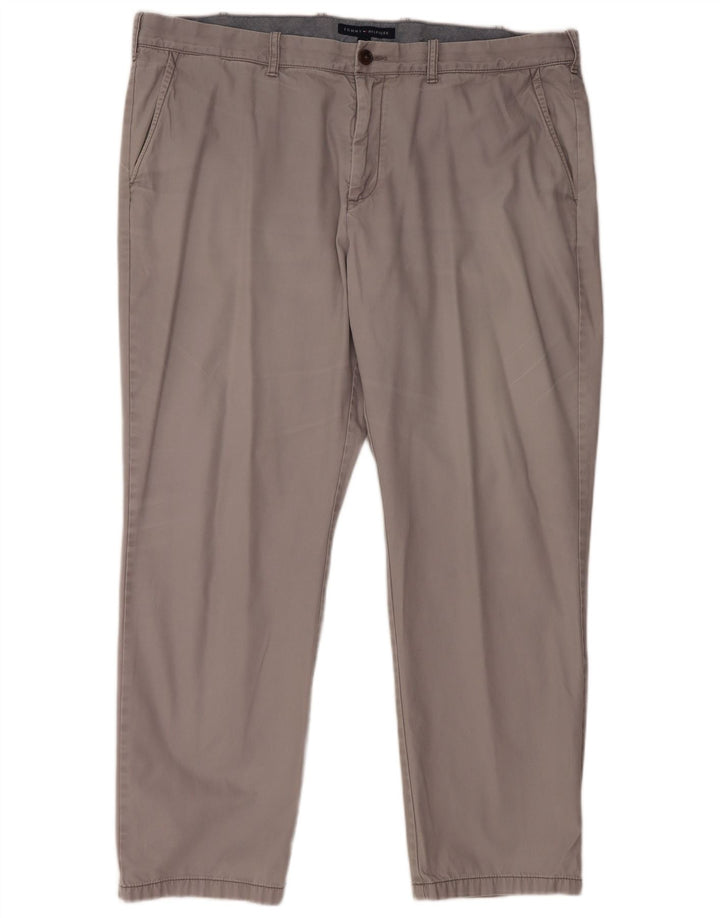 TOMMY HILFIGER Pantaloni chino drepți pentru bărbați L42 L32 bumbac gri