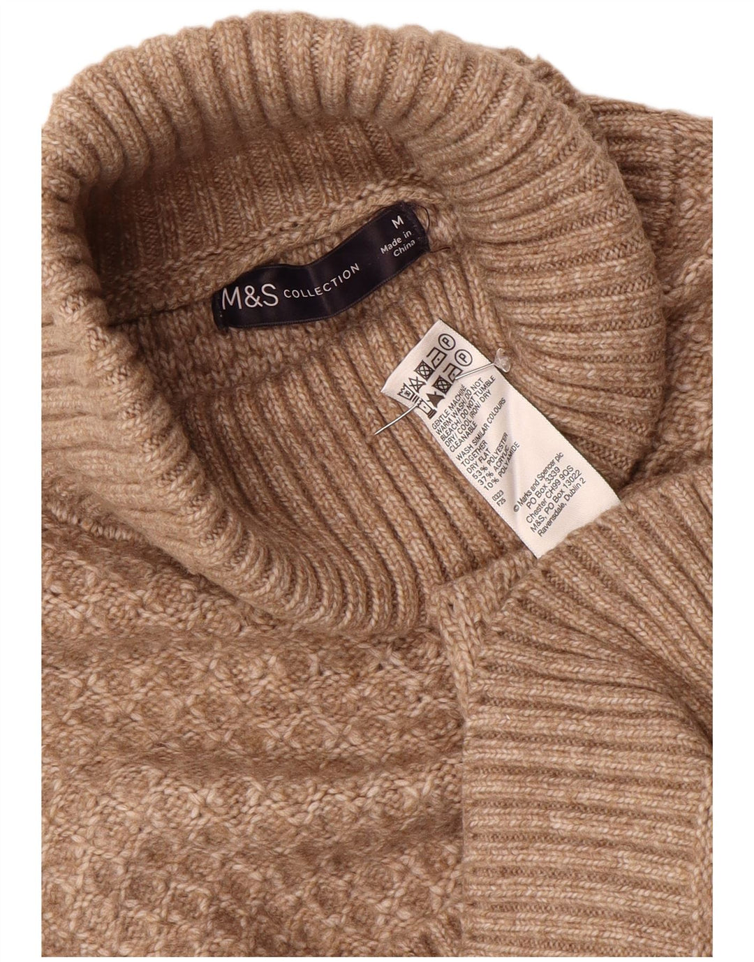 Pulover pentru femei Marks & Spencer cu gât rulat, maro mediu, UK 14