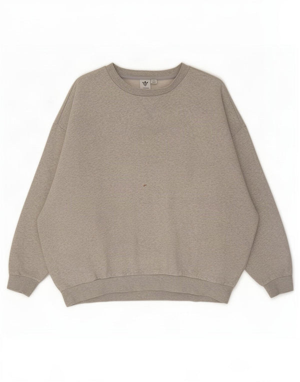 Adidas Womens Oversized Sweatshirt Jumper UK 12 Medium Grey Flecked Cotton