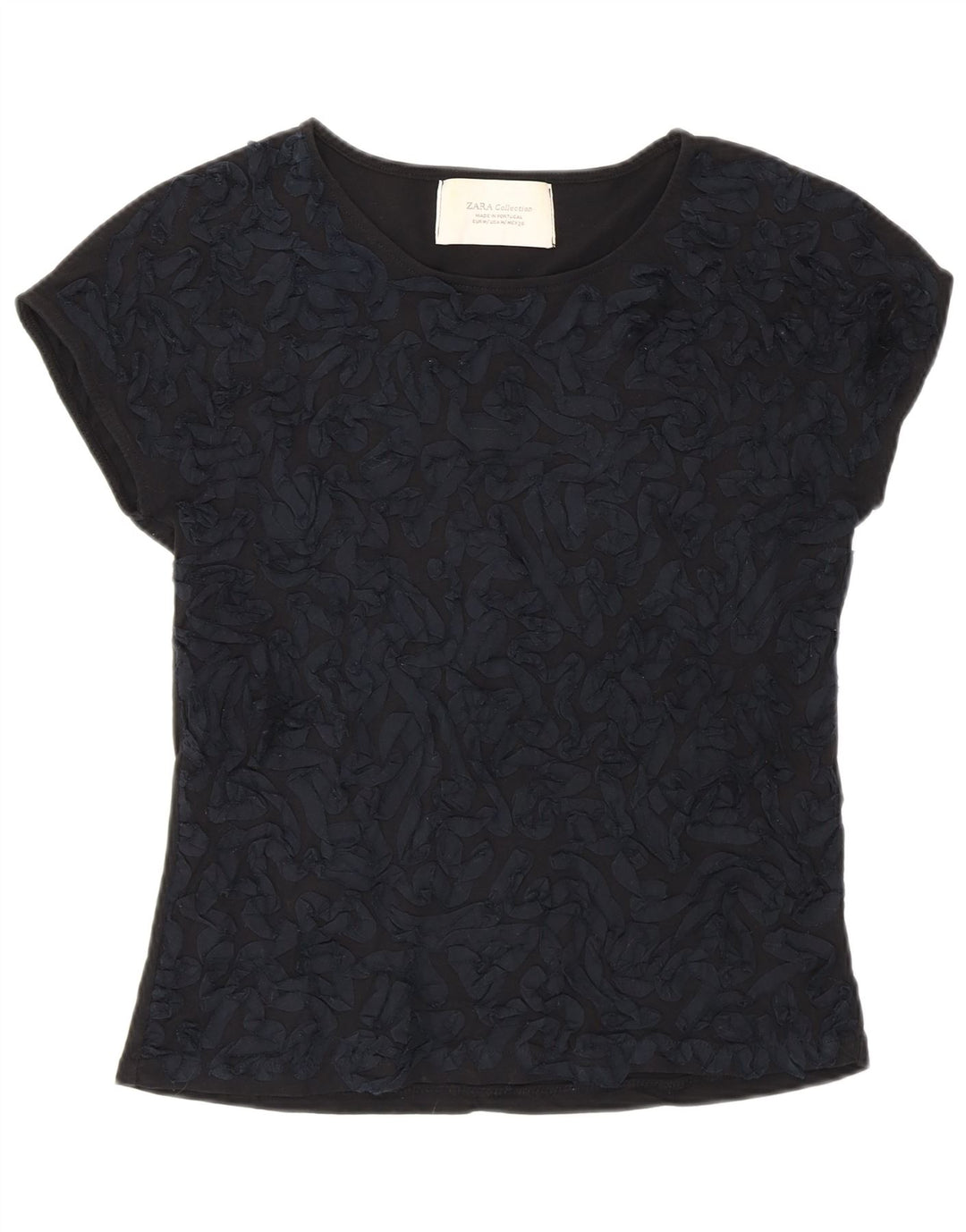 Tricou pentru femei Zara cu model abstract Top UK 12 bumbac mediu negru