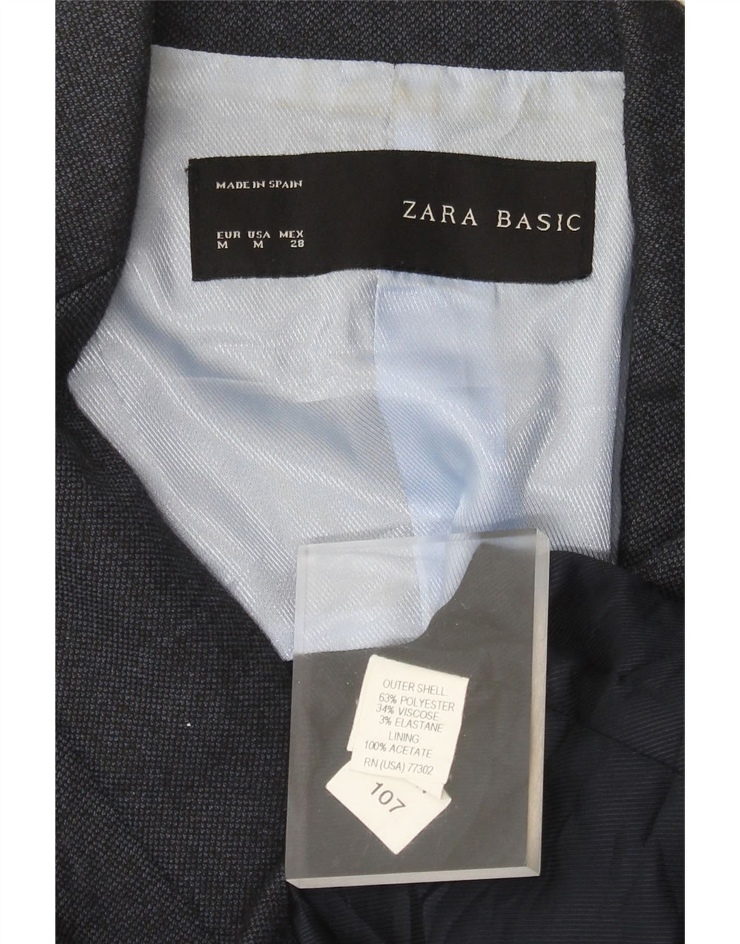Sacou blazer pentru femei Zara cu 1 nasture UK 12 Poliester mediu bleumarin