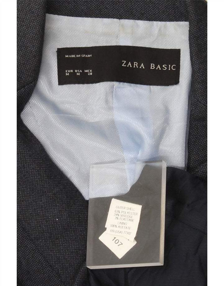 Sacou blazer pentru femei Zara cu 1 nasture UK 12 Poliester mediu bleumarin