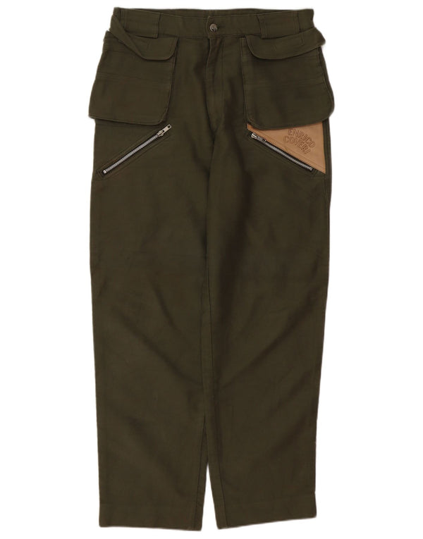 Enrico Coveri Mens Tapered Cargo Trousers IT 46 Small W32 L29 Khaki
