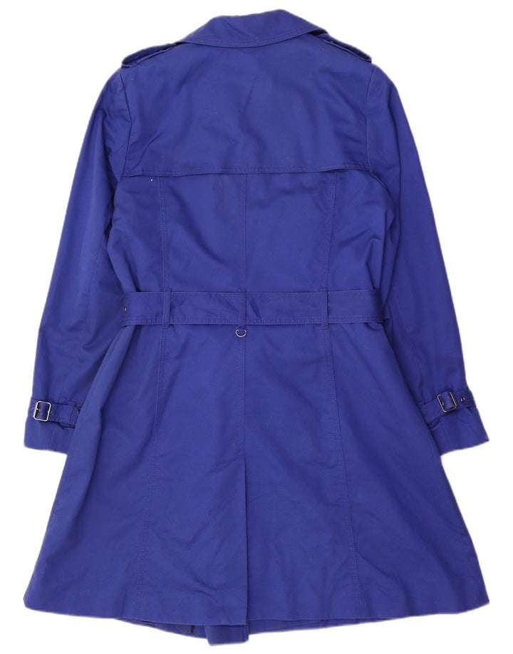 Trench pentru femei Marks & Spencer, cu două piepturi, UK 14, bumbac albastru mediu