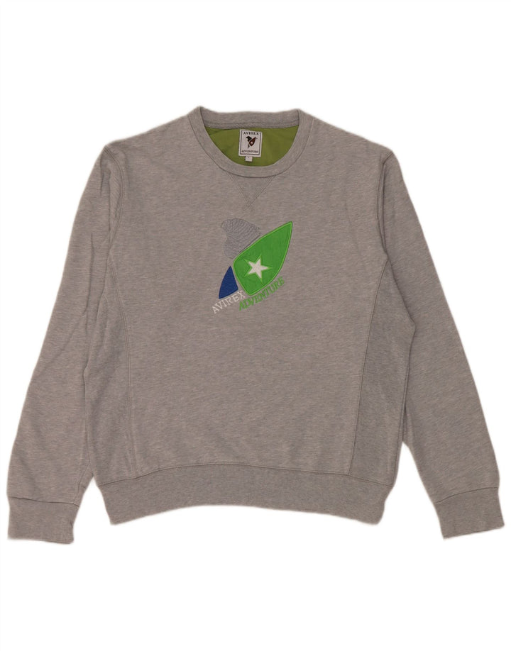 Pulover pentru bărbați Avirex Graphic Regular Fit, bumbac mare, gri