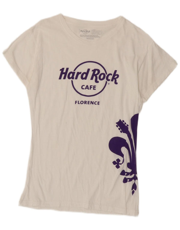 Hard Rock Cafe Florență Tricou grafic Top UK 14 Mare Bumbac alb