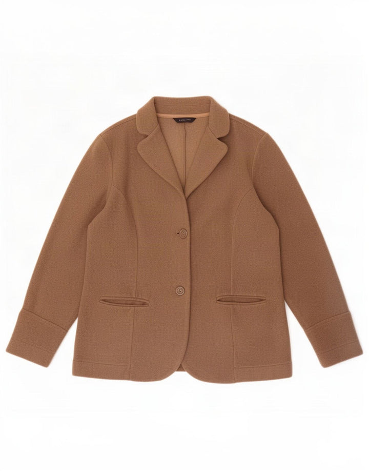 Jachetă pentru femei Lands End fleece cu 2 nasturi, UK 12, poliester mediu bej