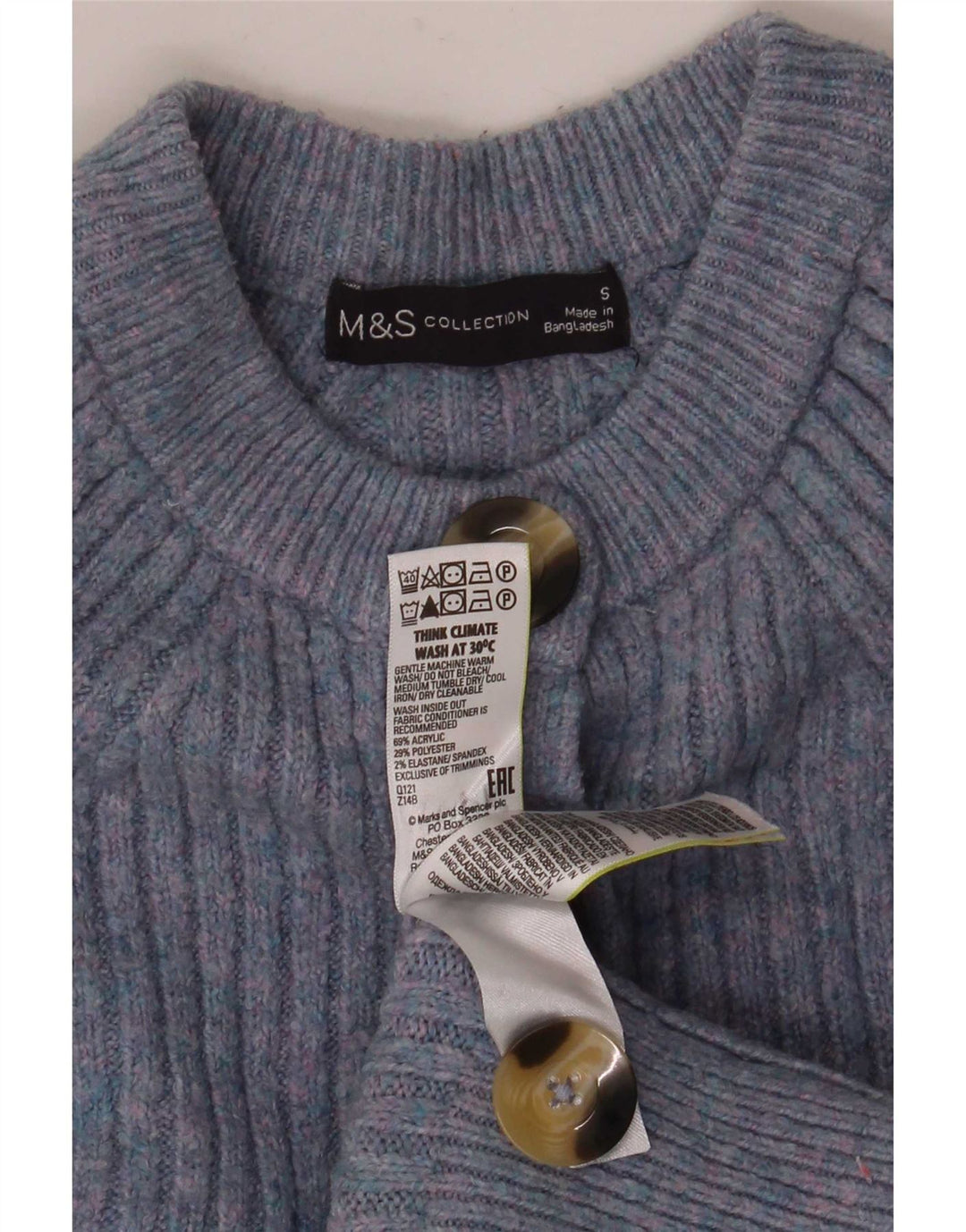 Pulover cardigan supradimensionat pentru femei Marks & Spencer UK 10 Small Blue