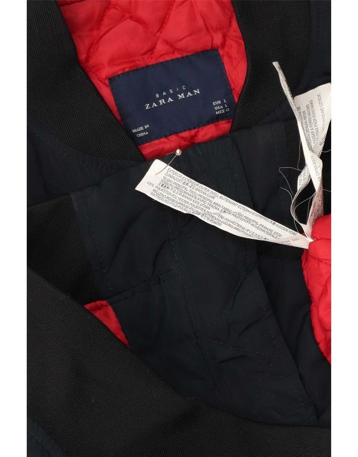 Bomber pentru bărbați Zara UK 40 mare, albastru bleumarin, poliester color bloc