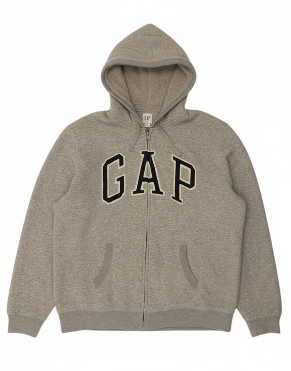 Gap Pulover cu capotă cu fermoar, cu grafică, pentru femei, UK 18 XL, bumbac gri
