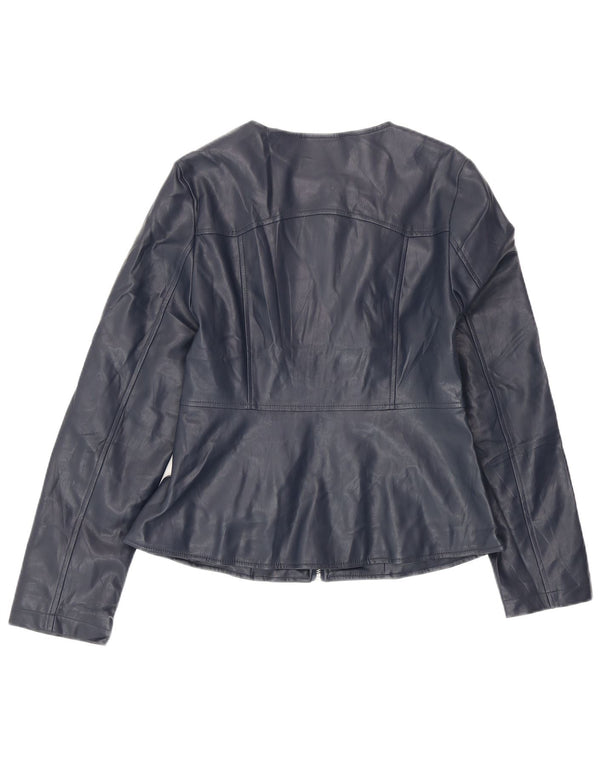 Jachetă din piele artificială pentru femei Zara UK 12 Medium bleumarin Poliester