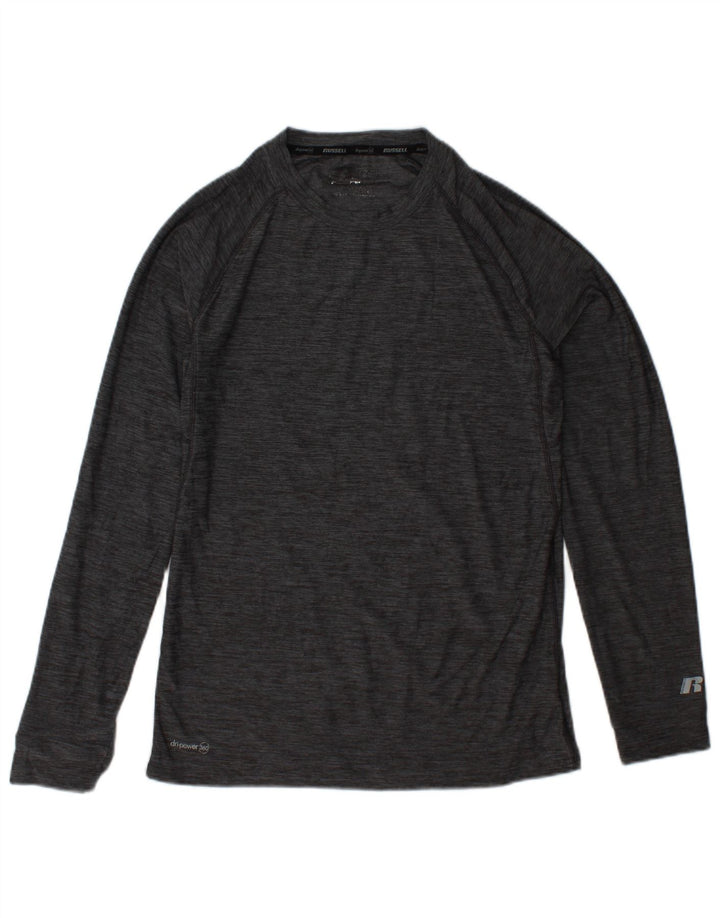 RUSSELL ATHLETIC Dri-Power Top cu mânecă lungă pentru bărbați, gri mic, pete