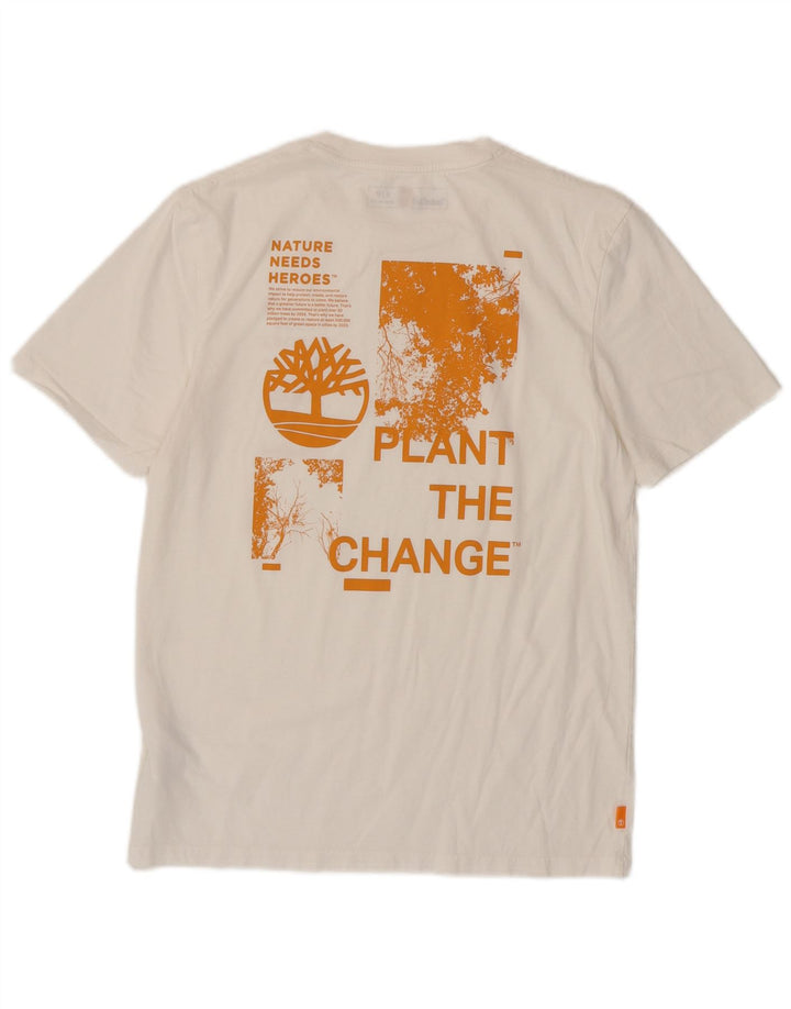 Tricou grafic Timberland pentru bărbați, cu croiala normală, top mic, alb, bumbac