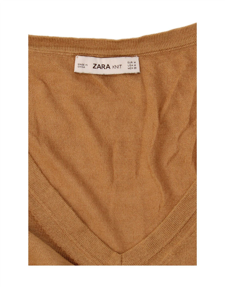 Pulover cu decolteu în V supradimensionat pentru femei Zara UK 14 maro mediu
