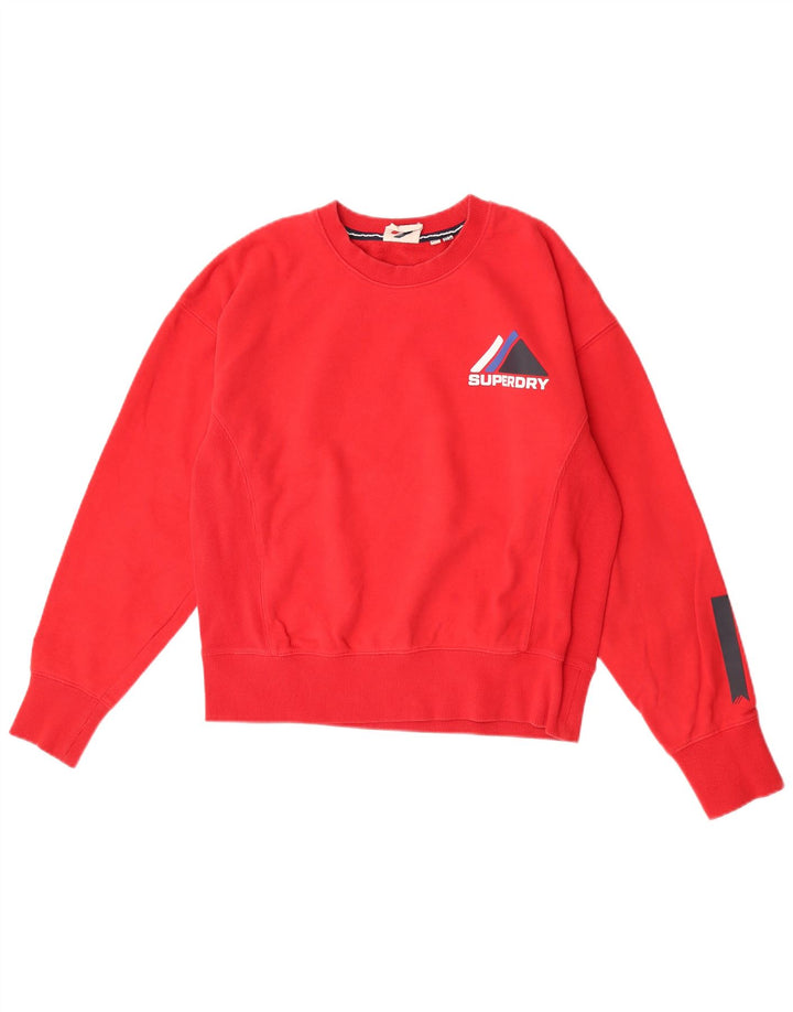 Pulover cu grafic pentru femei Superdry UK 12 Bumbac roșu mediu