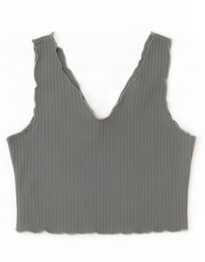 Crop top fără mâneci pentru femei Shein UK 14, mare, gri, poliester