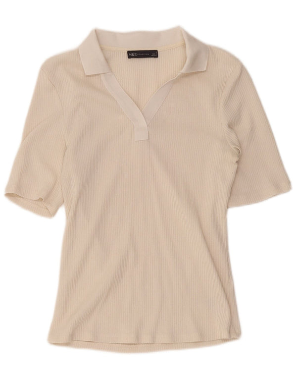 Tricou polo pentru femei Marks & Spencer UK 12 Medium Bej Poliester