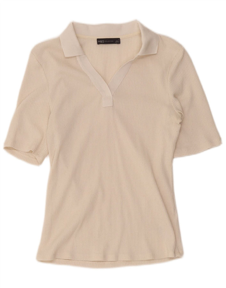 Tricou polo pentru femei Marks & Spencer UK 12 Medium Bej Poliester