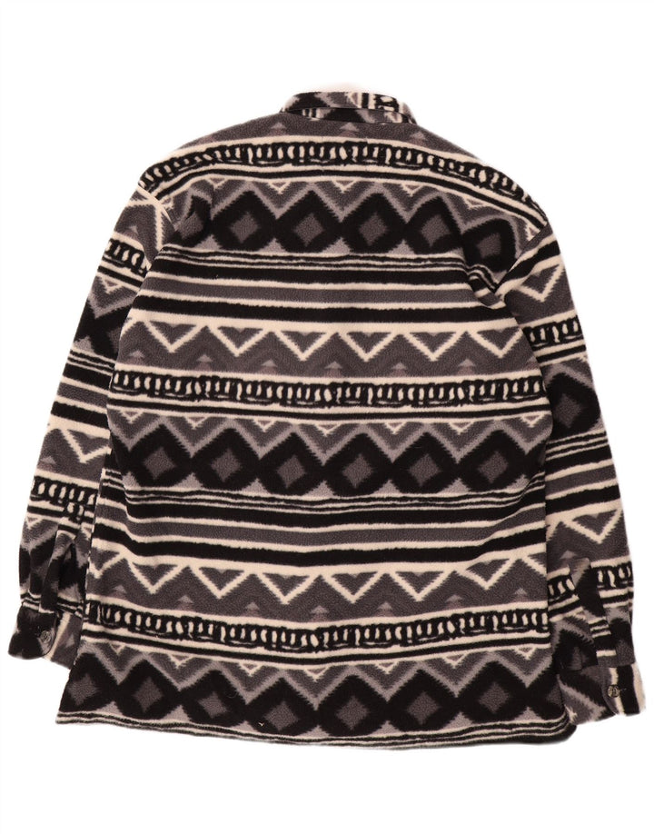 Cămașă vintage pentru bărbați cămașă fleece mare gri geometrică