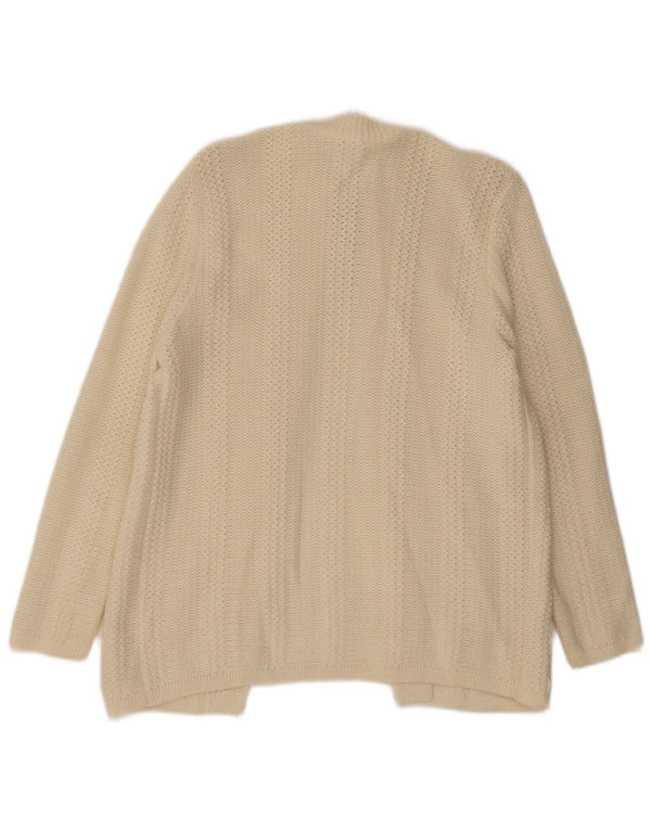 Pulover cardigan vintage pentru femei cu cravată în față UK 16, mare, alb