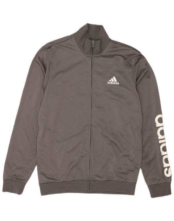 Jachetă de top pentru trening grafic Adidas pentru bărbați UK 40/42 Poliester mediu gri