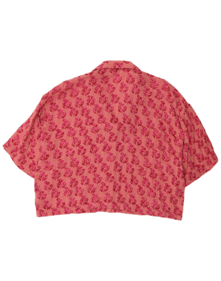 Bluză cămașă cu mânecă scurtă supradimensionată pentru femei Zara UK 14 Roz mediu Floral