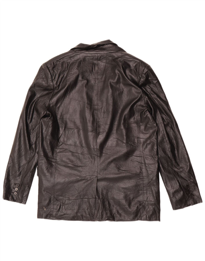 Jachetă Blazer din piele artificială cu 1 nasture Zara pentru femei UK 14 Medium Black