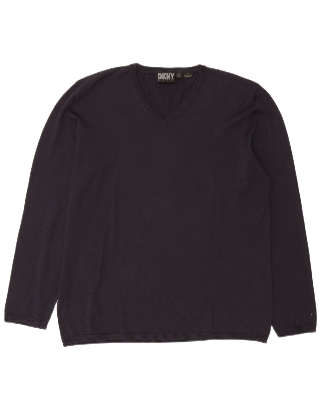 Pulover Dkny pentru bărbați cu decolteu în V, XL, mătase bleumarin