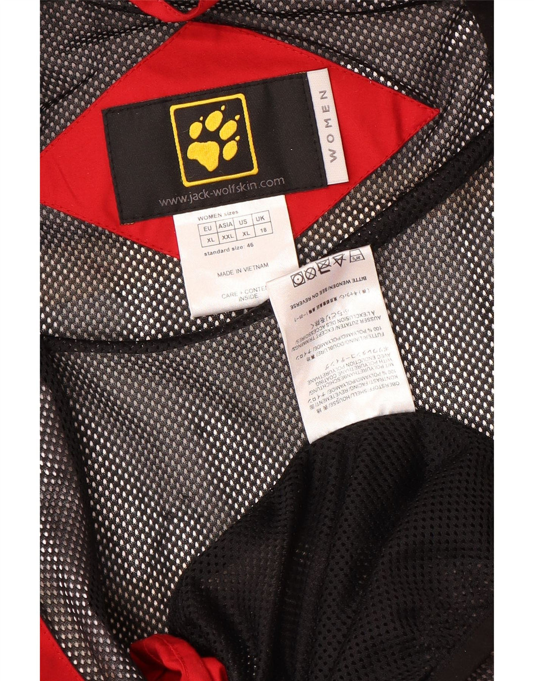 JACK WOLFSKIN Jachetă de ploaie supradimensionată pentru femei UK 18 XL Roșu Colorblock