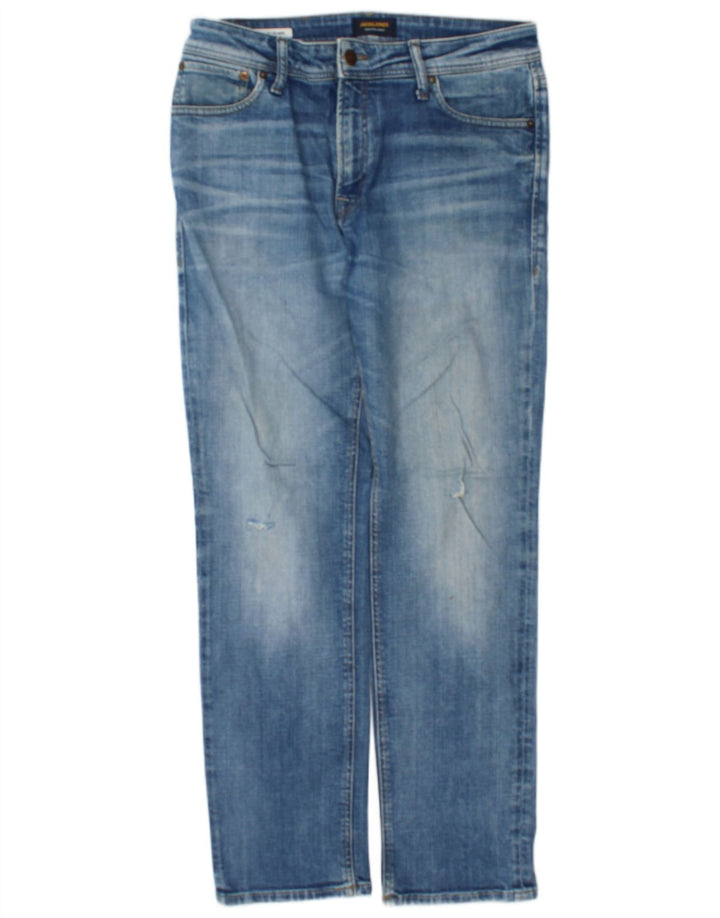 Jack & Jones Blugi Distressed drepte pentru bărbați W32 L32 Bumbac albastru