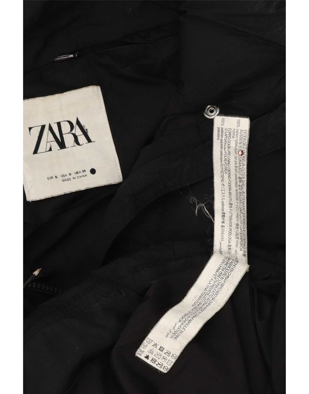 Jachetă supradimensionată pentru femei Zara UK 10 Poliester negru mic