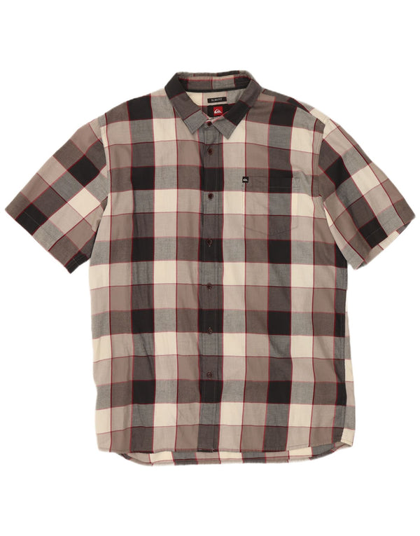 Cămașă slim fit cu mânecă scurtă Quiksilver pentru bărbați, bumbac cu carouri multicolore