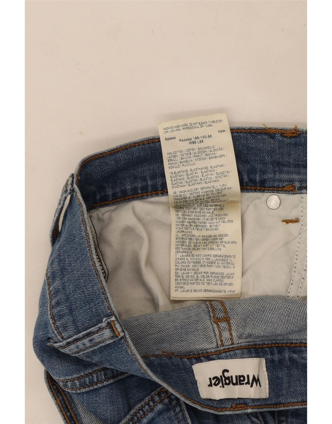 Pantaloni scurți Wrangler Larston denim pentru bărbați W34, bumbac albastru mare