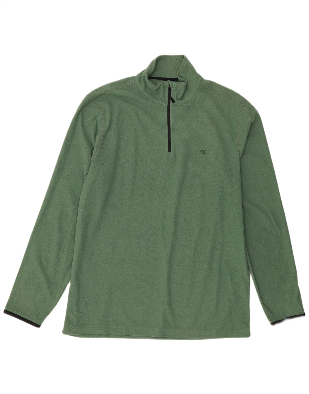Pulover pentru bărbați Champion, cu fermoar și gât, poliester verde 2XL