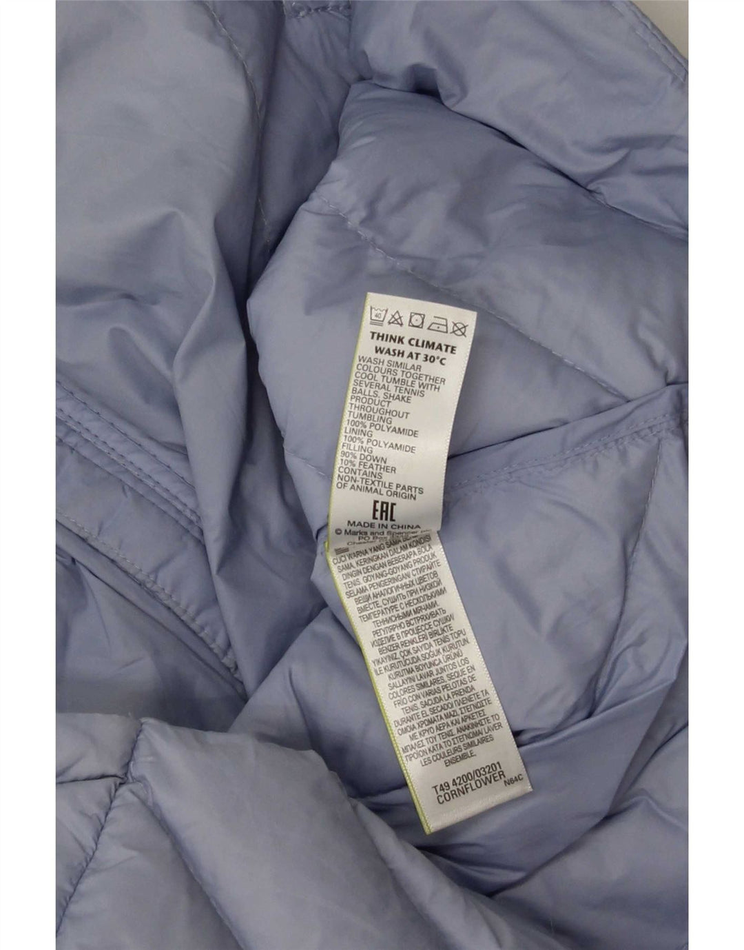 Jachetă căptușită pentru femei Marks & Spencer UK 12 Medium Blue Poliamidă