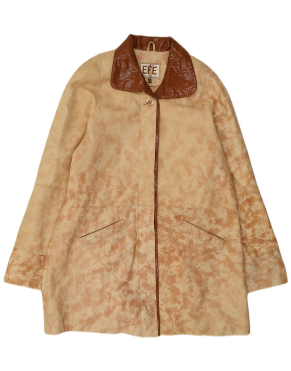 Palton supradimensionat din piele vintage pentru femei EU 40 Medium Beige Tie Dye Piele