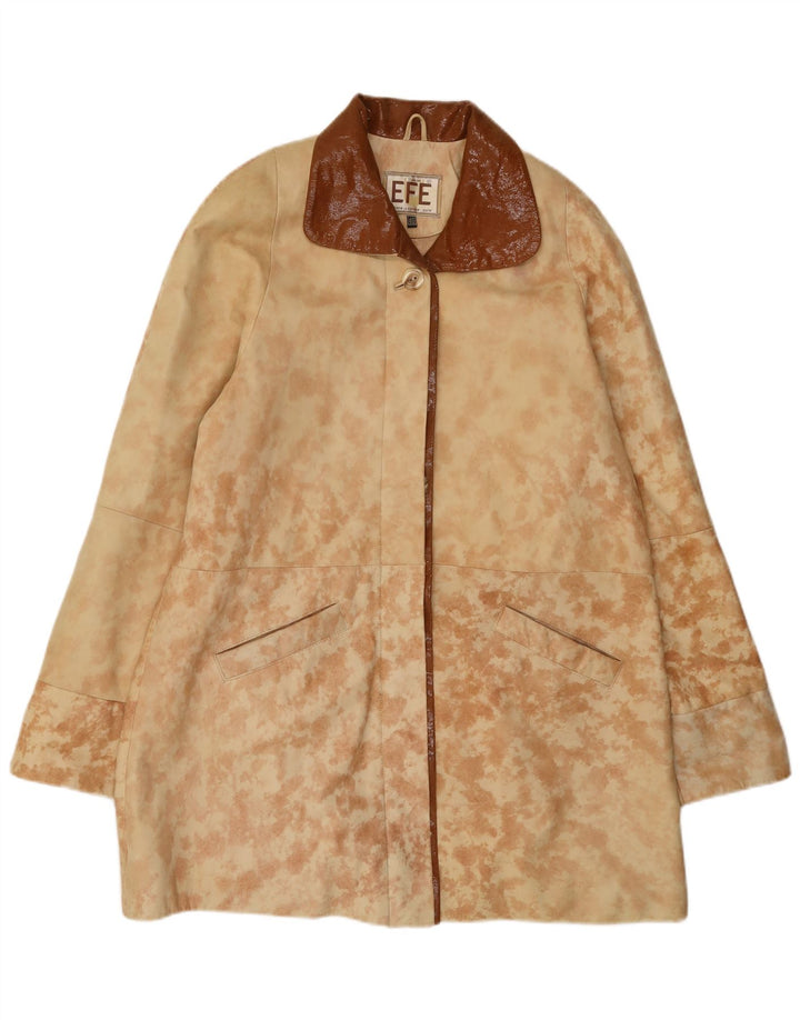 Palton supradimensionat din piele vintage pentru femei EU 40 Medium Beige Tie Dye Piele