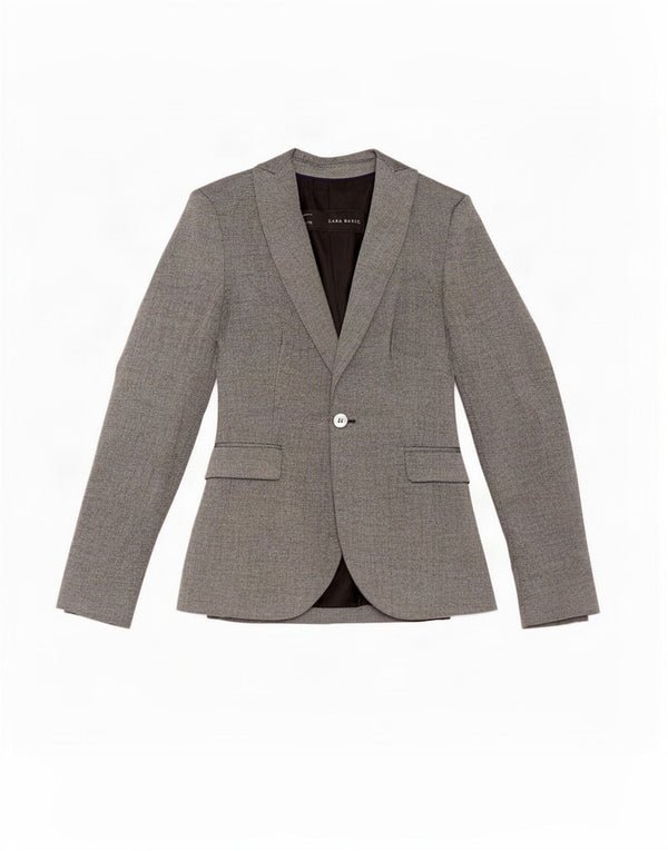 Sacou blazer pentru femei Zara, cu 1 nasture, UK 6 XS, poliester gri