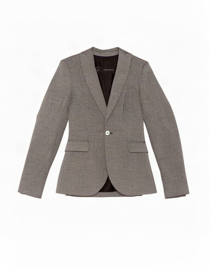 Sacou blazer pentru femei Zara, cu 1 nasture, UK 6 XS, poliester gri