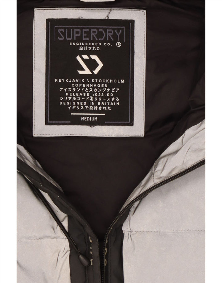 Jachetă căptușită cu glugă grafică Superdry pentru bărbați UK 38 Medium Silver Colorblock