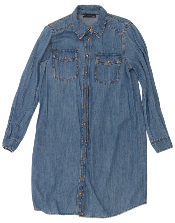 Rochie cămașă din denim pentru femei Marks & Spencer UK 12 Bumbac albastru mediu