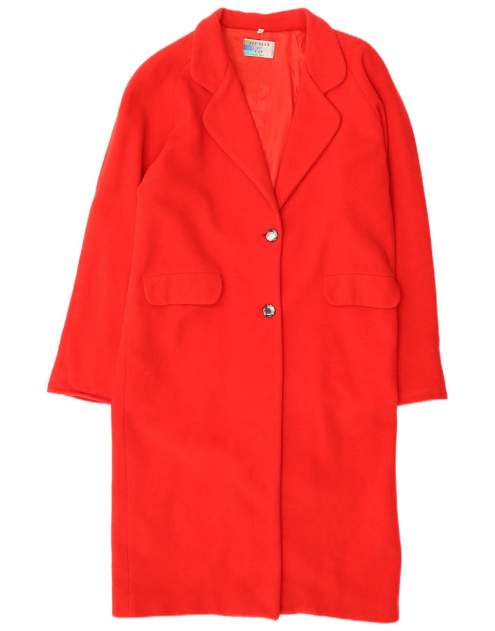 Pardesiu supradimensionat pentru femei Vintage UK 14 Lână roșie medie