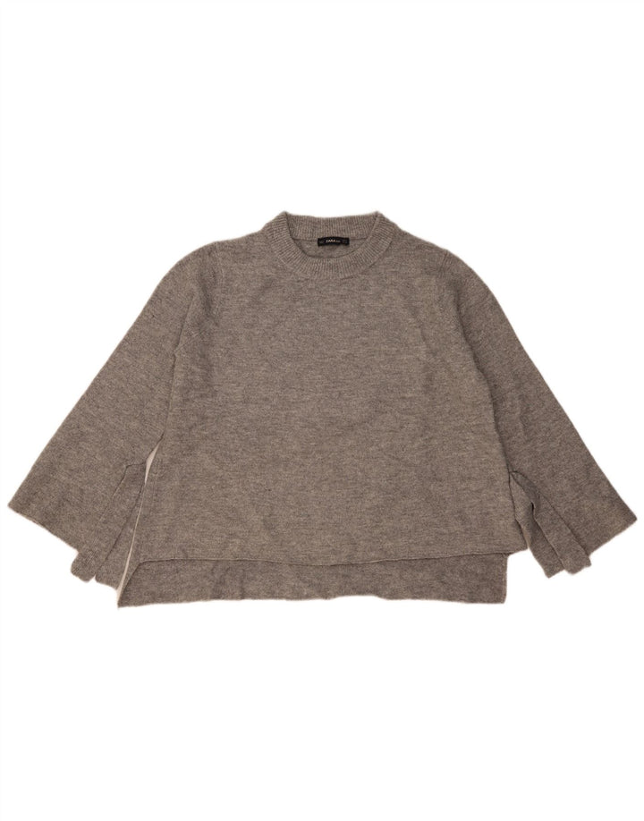 Pulover supradimensionat pentru femei Zara, cu gât turnut, UK 14 Medium Gri Pete
