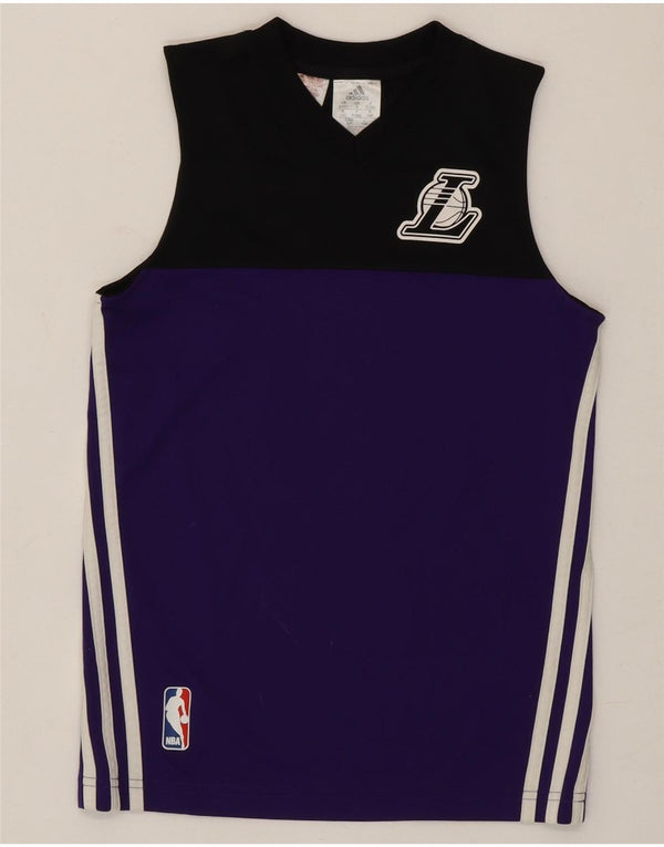 Adidas Boys Los Angeles Graphic Vest Top 9-10 Years Purple Colourblock