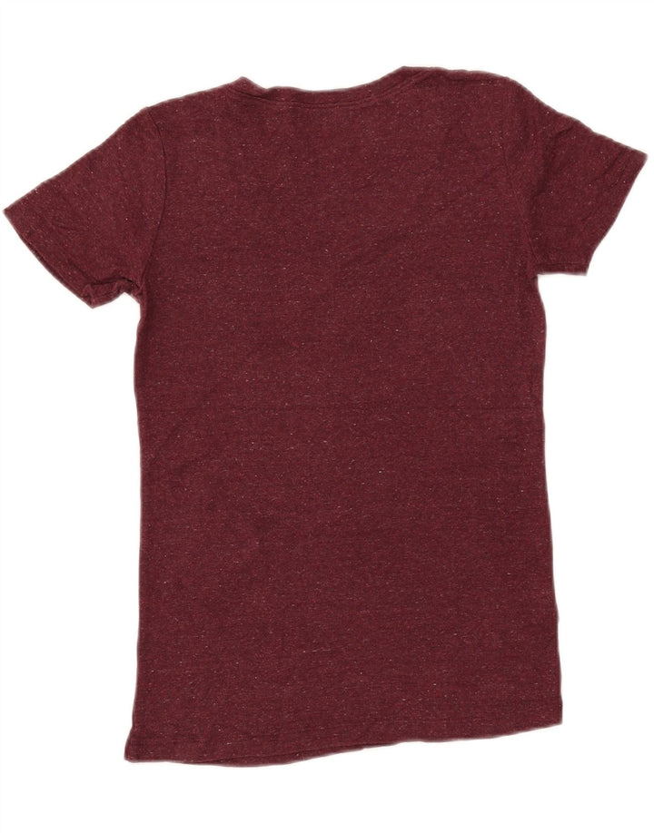 EDDIE BAUER Tricou pentru femei Top UK 6 XS Maroon Flecked Cotton