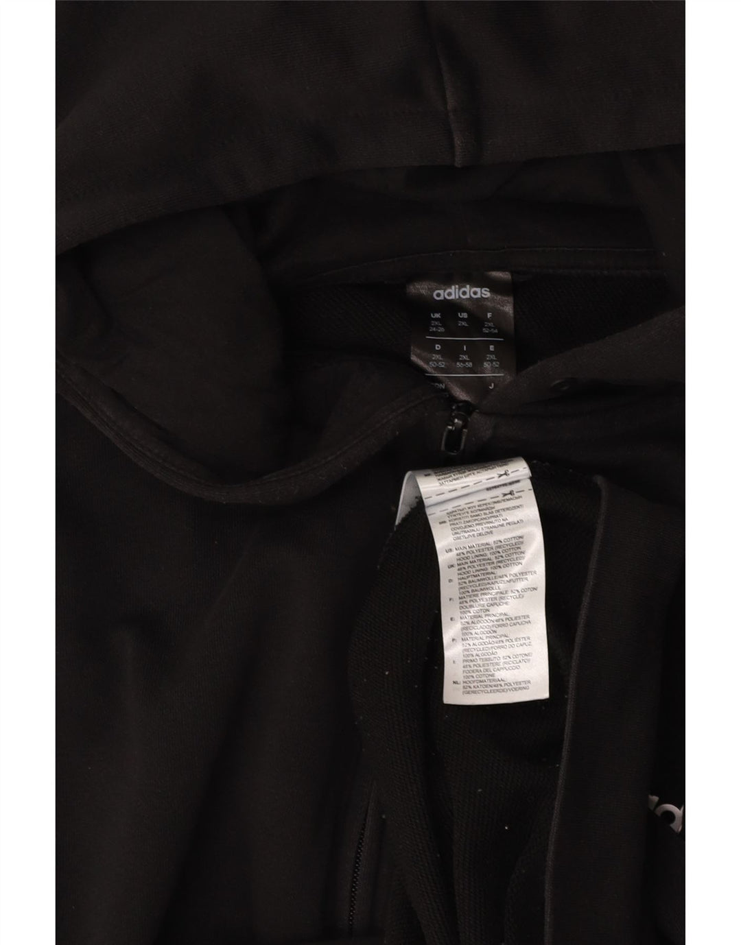 ADIDAS Pulover supradimensionat cu capota cu fermoar pentru femei UK 24/26 2XL bumbac negru