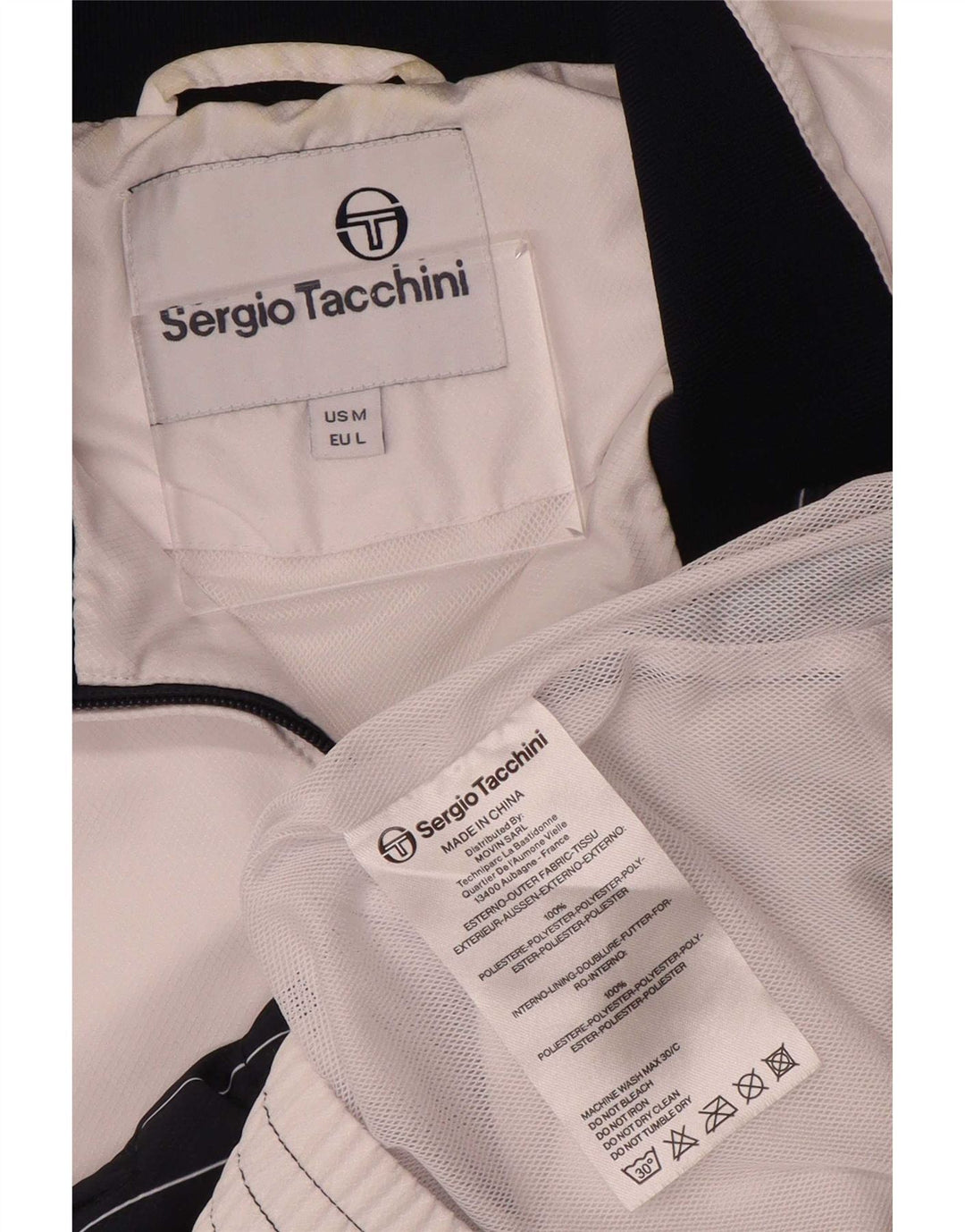 Jachetă de trening pentru bărbați Sergio Tacchini, alb mediu, bloc de culoare