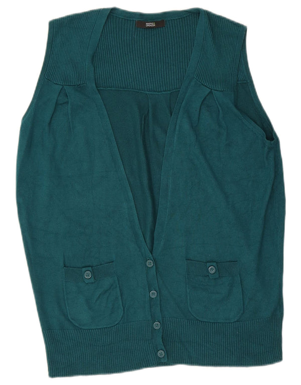 Pulover cardigan fără mâneci pentru femei Marks & Spencer UK 12 verde mediu
