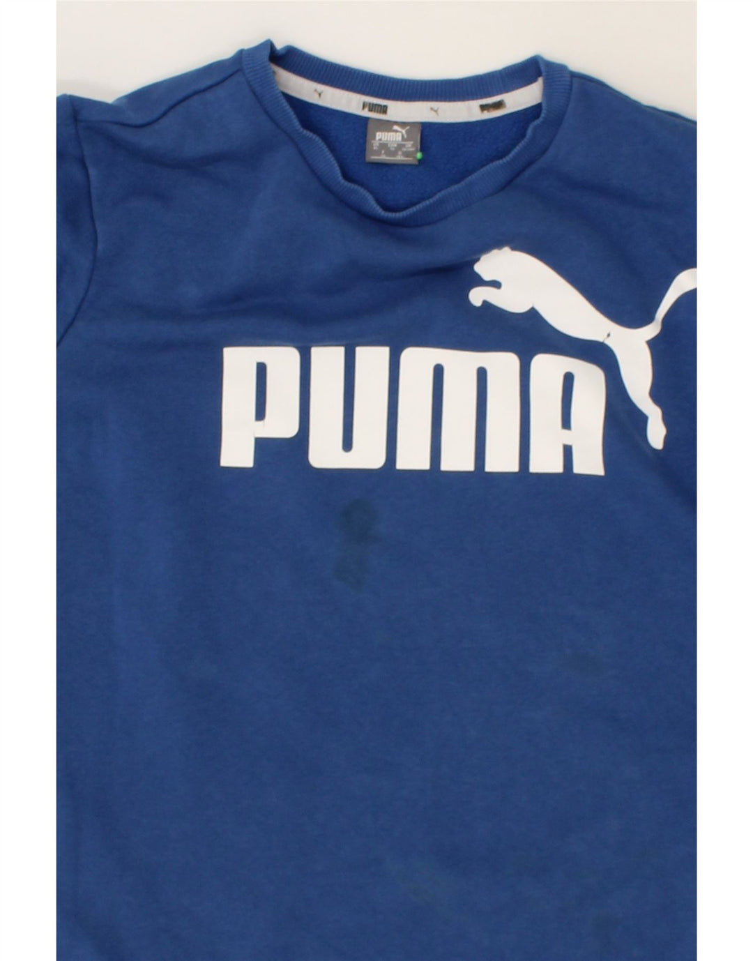 PUMA Boys Graphic Sweatshirt Jumper 13-14 Years Blue Cotton Vintage Puma and Second-Hand Puma from Messina Hembry 